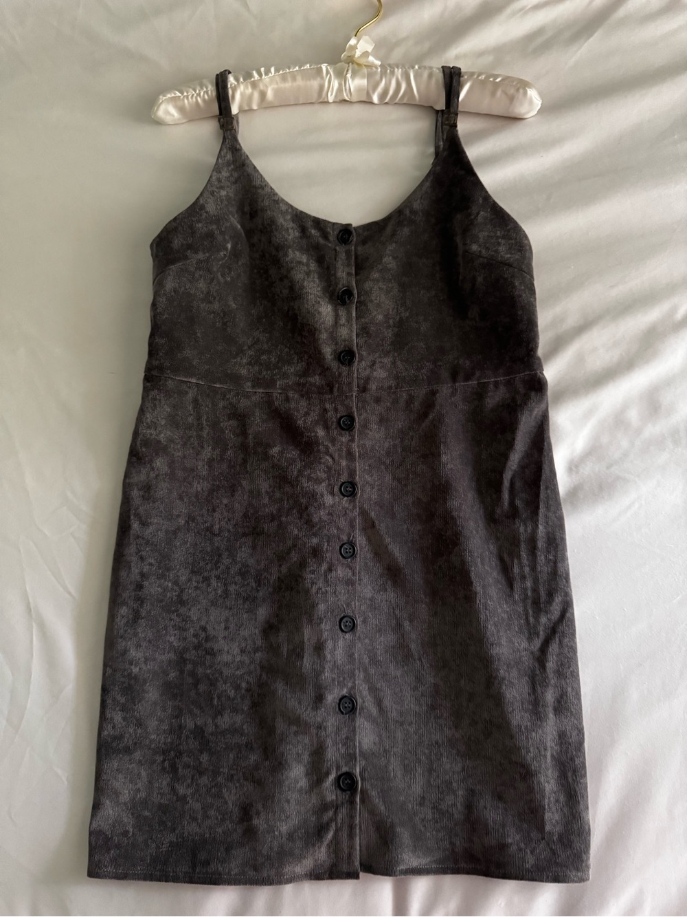 Cooperative Black Button-Front Slip Dress in Grey